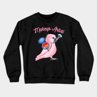 Pink Cockatoo Parrot Makeup Artist Watercolor Crewneck Sweatshirt